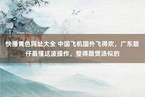快播黄色网址大全 中国飞机国外飞得欢，广东靓仔最懂这波操作，整得跟煲汤似的