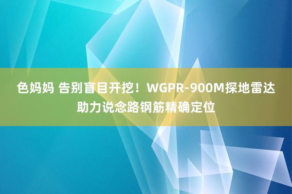 色妈妈 告别盲目开挖！WGPR-900M探地雷达助力说念路钢筋精确定位