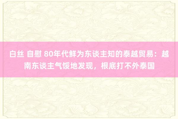 白丝 自慰 80年代鲜为东谈主知的泰越贸易：越南东谈主气馁地发现，根底打不外泰国