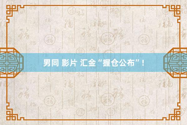 男同 影片 汇金“握仓公布”!