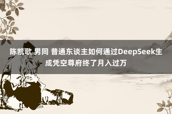 陈凯歌 男同 普通东谈主如何通过DeepSeek生成凭空尊府终了月入过万