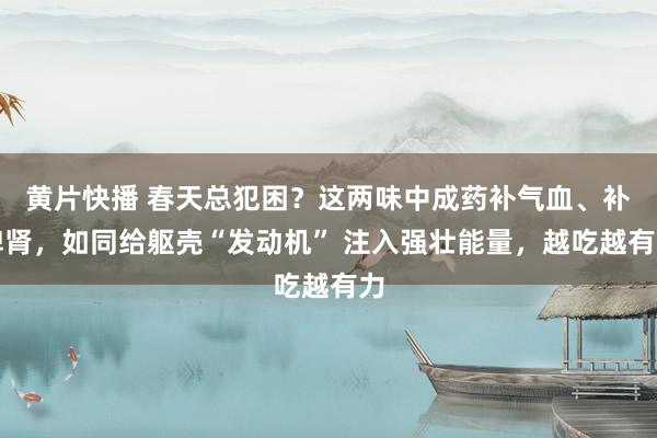 黄片快播 春天总犯困？这两味中成药补气血、补脾肾，如同给躯壳“发动机” 注入强壮能量，越吃越有力