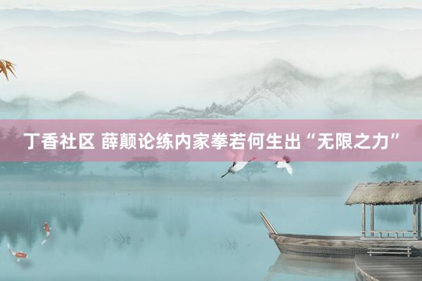 丁香社区 薛颠论练内家拳若何生出“无限之力”