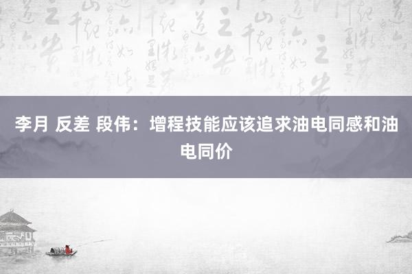 李月 反差 段伟：增程技能应该追求油电同感和油电同价