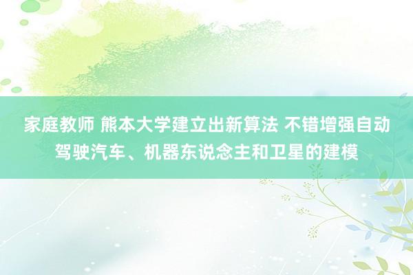 家庭教师 熊本大学建立出新算法 不错增强自动驾驶汽车、机器东说念主和卫星的建模