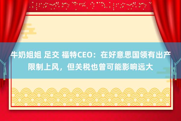 牛奶姐姐 足交 福特CEO：在好意思国领有出产限制上风，但关税也曾可能影响远大